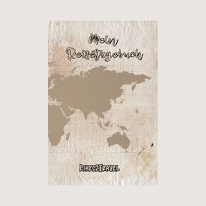 Mein Reisetagebuch mit einer Weltkarte als Cover